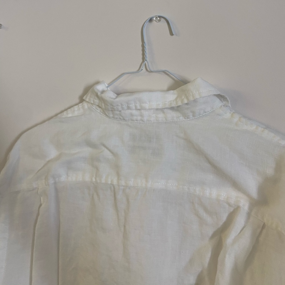 White Linen Long-Sleeve Button-Up Shirt - Picture 8 of 11